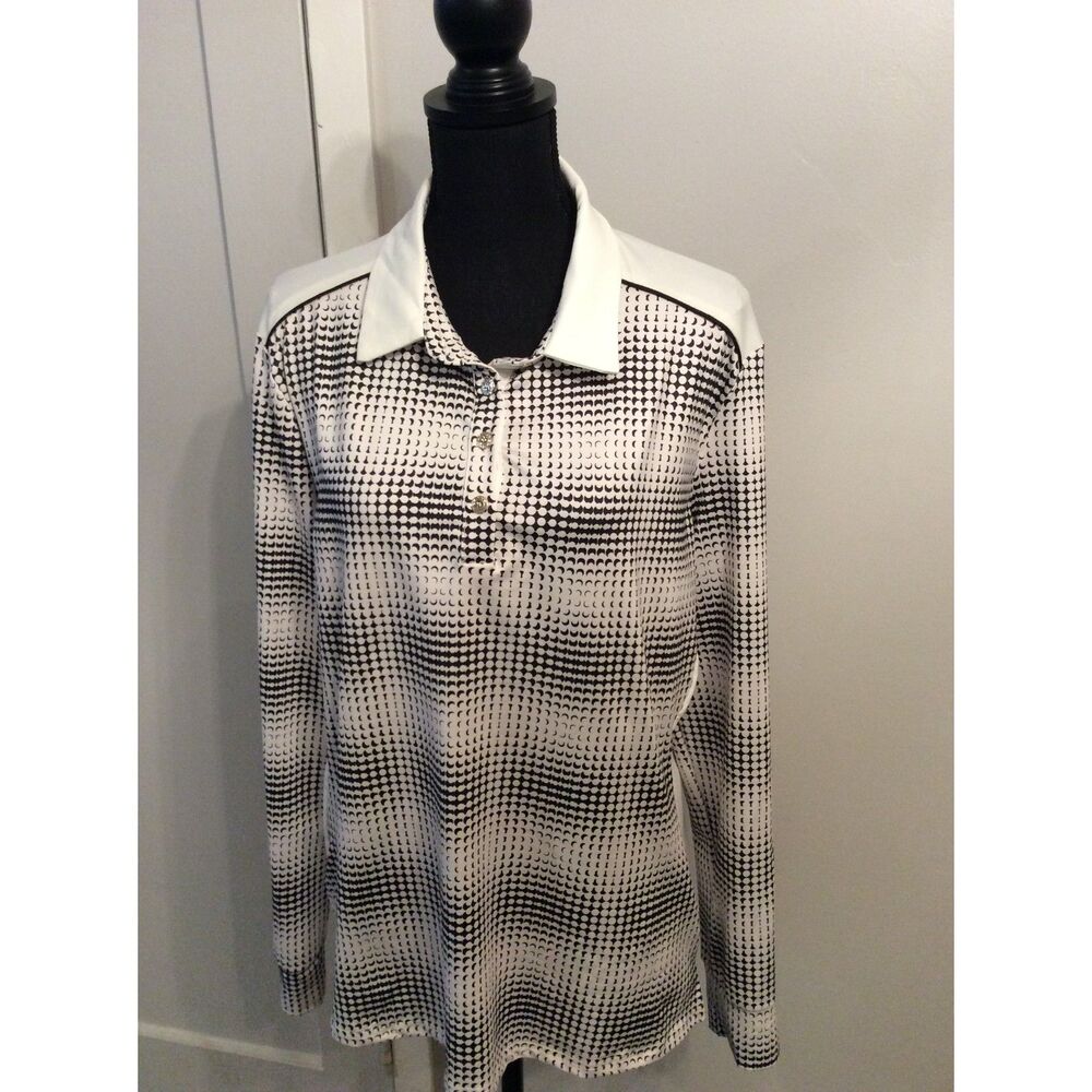 Jack Smith VNC Women's Plus 2XL Long Sleeve Polo Golf Geometric